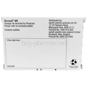 Oruvail SR, Ketoprofen 200 mg, Sanofi-Aventis Aust Pty Ltd, Box back view