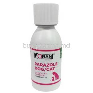 Parazole Oral Suspension for dogs and cats, Fenbendazole 100mg per mL, Oral suspension 100 mL, Foran Healthcare Ltd, Bottle front view
