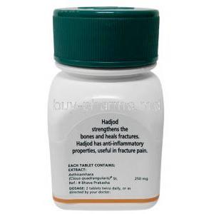 Himalaya Hadjod, Ayurveda harbs, 60 tablets, Himaraya Welness, Bottle information, Ingredients