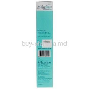Melasure Skin Lightening Emulgel, Gel 20 g,Talent India, Box information, Mfg date