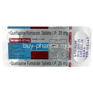 Seroquit 25mg, Quetiapine 25 mg, Healing Pharma India Pvt Ltd, Blisterpack information