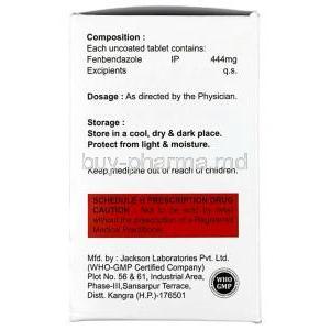 Wormentel 444, Fenbendazole 444 mg, Kachhela Medex, Box information