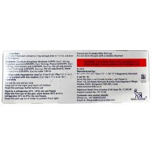 Wegovy Pen, Semaglutide 0.5 mg, Pen Injection (Combipack of 1pen and 4 disposabnle neediles for 4 doses)1.5 mL, Novo Nordisk India Pvt Ltd, Box information, Composition, Warning
