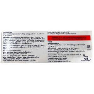 Wegovy Pen, Semaglutide 1 mg, Pen Injection (Combipack of 1pen and 4 disposabnle neediles for 4 doses) 3 mL, Novo Nordisk India Pvt Ltd, Box information, Composition, Warning