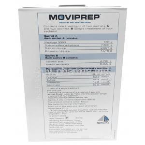 Moviprep Powder for Oral Solusion, 4 Sachets (Each 2 sachets of Sachet A and Sachet B), Norgine Pharmaceuticals Limited, Box information, Composition