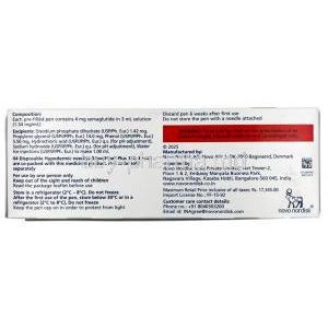 Wegovy Pen, Semaglutide 1 mg, Pen Injection (Combipack of 1pen and 4 disposabnle neediles for 4 doses) 3 mL, Novo Nordisk India Pvt Ltd, Box information, Composition, Warning