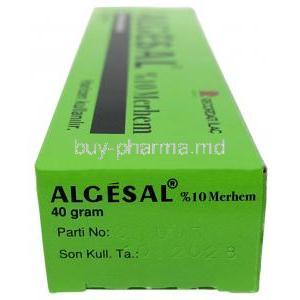 Algesal ointment, Diethylamine salicylate 10%, Ointment 40 g, Recordati, Box information, Exp date