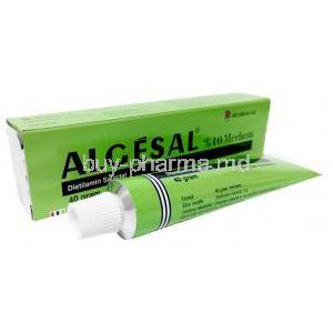 Algesal ointment, Diethylamine salicylate 10%, Ointment 40 g, Recordati, Box, Tube