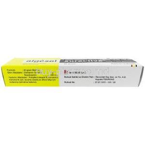 Algesal Suractive ointment,Ointment (cream-based ointment) 40 g, Recordati, Box bottom view
