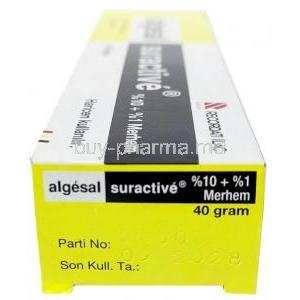 Algesal Suractive ointment,Ointment (cream-based ointment) 40 g, Recordati, Box information, Exp date