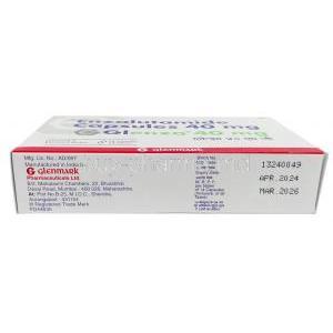 Glenza, Enzalutamide 40 mg, Glenmark Pharma, Box information, Mfg date, Exp date