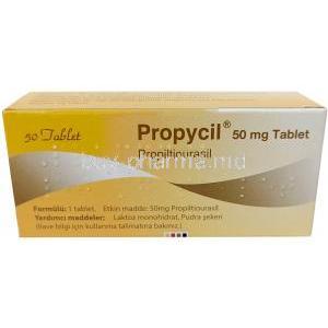 Propycil, Propylthiouracile 50 mg, Recordati, Box back view