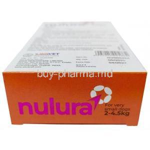 Nulura, Fluralaner 112.5 mg for very small dogs (4.5-10kg) 1 Chewable tablet,SAVA Healthcare Limited, Box bottom view