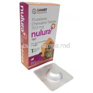 Nulura, Fluralaner 112.5 mg for very small dogs (4.5-10kg) 1 Chewable tablet,SAVA Healthcare Limited, Box, Blisterpack