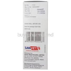 Kiwof Puppy Oral Suspension, Pyrantel Pamoate14.4 mg/ Febantel 15 mg per mL, Oral Suspension for Puppies 15 mL, Sava Healthcare, Box information, Mfg date, Exp date (New package)