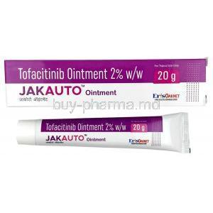 Jakauto ointment, Tofacitinib 2%, Ointment 20 g, Eris Oaknet Healthcare Pvt Ltd, Box, Tube