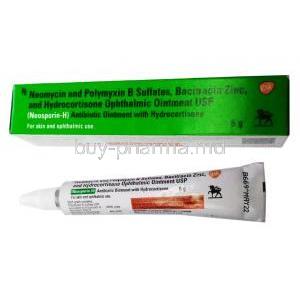 Neosporin H Ointment, Polymyxin B, Neomycin, Bacitracin and Hydrocortisone 5g box and tube