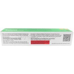 Neosporin H Ointment,Polymyxin B 5000 units / Neomycin 3400 units / Bacitracin 400 units / Hydrocortisone 10 mg, Ointment 5 g, GSK, Box information, Caution