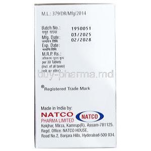 X-VIR, Entecavir 0.5mg,Natco Pharma, Box information, Mfg date, Exp date