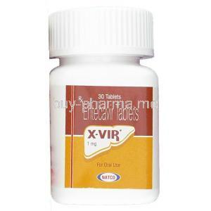 X-VIR, Entecavir 1mg, Natco Pharma, Bottle front view