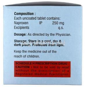 Naproheal, Naproxen 250 mg, Healing Pharma India Pvt Ltd, Box information, Composition