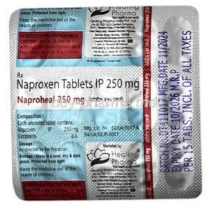 Naproheal, Naproxen 250 mg, Healing Pharma India Pvt Ltd, Blisterpack information