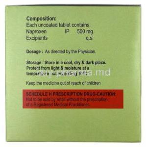 Naproheal, Naproxen 500 mg, Healing Pharma India Pvt Ltd, Box information, Composition