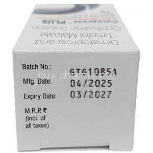 Careprost Plus Eye Drop, Bimatoprost 0.03%, Timolol Maleate 0.5%, Eye drop 3 mL, Sun Pharma, Box top view