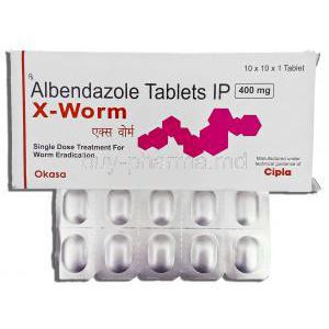 X-Worm, Generic Albenza,   Albendazole 400 Mg Tablet (Cipla)
