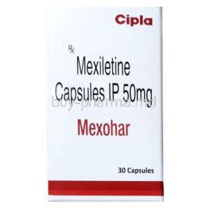 Mexohar, Mexiletine 50 mg, 30 Capsules, Cipla, Box front view