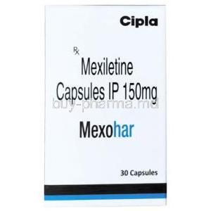 Mexohar, Mexiletine 150 mg, 30 Capsules, Cipla, Box front view