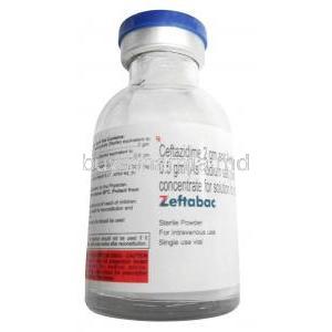 Zeftabac Injection,Ceftazidime 2000mg, Avibactam 500mg, Vial 20 mL,Lupin Ltd, Bottle front view