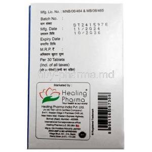 Prazobrook XL, Prazosin 5 mg, Healing Pharma India Pvt Ltd, Box information, Mfg date, Exp date