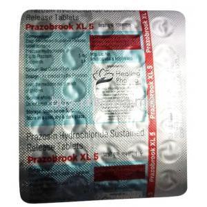 Prazobrook XL, Prazosin 5 mg, Healing Pharma India Pvt Ltd, Blisterpack information