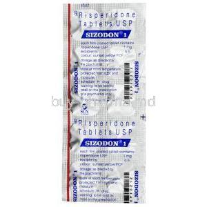 Sizodon 1, Risperidone 1mg, Sun Pharma, Sheet information, Ingredients