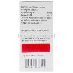 Xapavir-LT, Dolutegravir 50mg,Lamivudine 300mg, Tenofovir 300mg, 30tabs(1Bottle) Natco Pharma, Box information, Storage, Warning