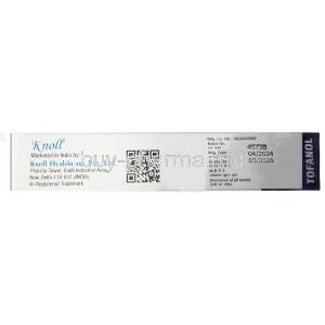 Tofanol Ointment, Tofacitinib 2%, Ointment 10 g, Knoll Healthcare Pvt Ltd, Box information