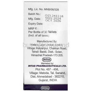 Olpaza 150, Olaparib 150 mg, 30 tablets, Intas Pharmaceuticals Ltd, Box information
