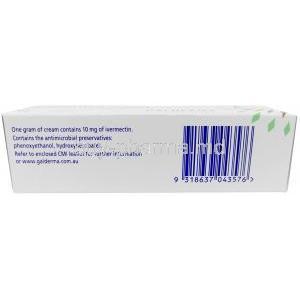 Soolantra Cream, Ivermectin 1%, Cream 30 g, Galderma Australia, Box information, composition