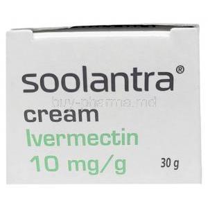 Soolantra Cream, Ivermectin 1%, Cream 30 g, Galderma Australia, Box side view