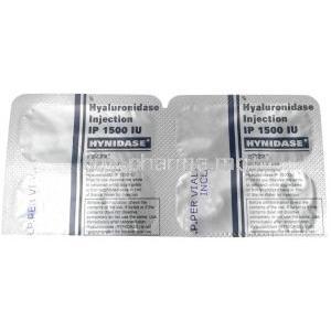 Hynidase Injection, Hyaluronidase 1500IU, 4 vials, Shreya Life Sciences, Package information