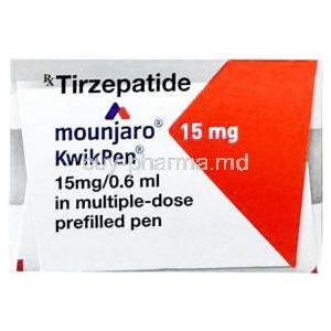 Mounjaro KwikPen 15 mg, Tirzepatide 15 mg per 0.6mL, Eli Lilly and Company India, Box top view