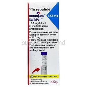 Mounjaro KwikPen 12.5 mg, Tirzepatide 12.5 mg per 0.6mL, Eli Lilly and Company India, Box front view