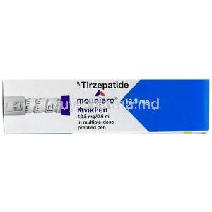 Mounjaro KwikPen 12.5 mg, Tirzepatide 12.5 mg per 0.6mL, Eli Lilly and Company India, Box side view