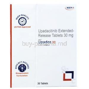 Upadoz 30, Upadacitinib 30 mg, 30 tablets (Bottle), MSN Laboratories, Box front view