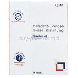 Upadoz 45, Upadacitinib 45 mg, 28 tablets (Bottle), MSN Laboratories, Box front view