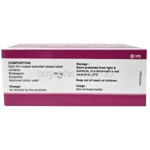 Mirabegron (Sava), Mirabegron 50 mg, Sava Healthcare,Box information, Composition, Storage
