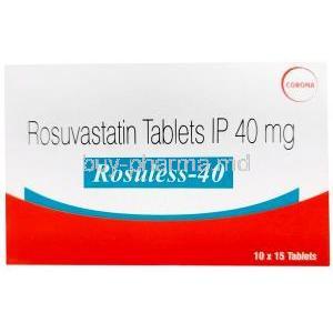 Rosuless, Rosuvastatin 40 mg, Corona Remedies, Box front view