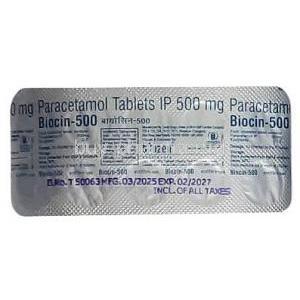 Biocin, Paracetamol 500 mg, Boizen, Blisterpack information