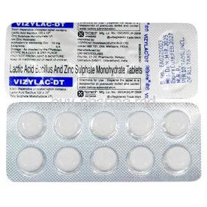 Vizylac DT, Lactic Acid Bacillus/ Zinc, Torrent Pharma, Blisterpack, Blisterpack information